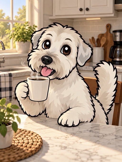 Duke drinking coffee