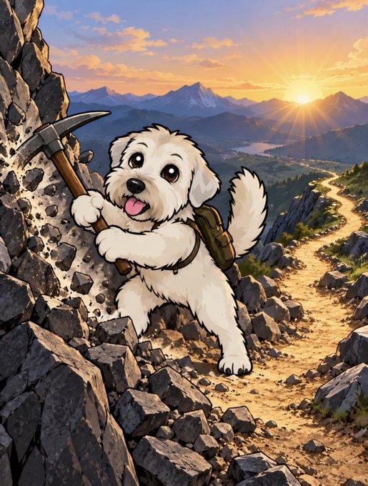 Duke climbing a mountain